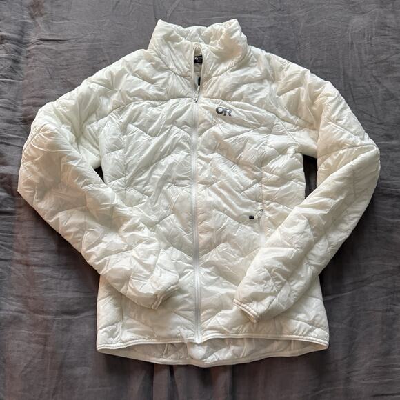 Outdoor Research Womens Light Puffer Jacket Superstrand Size XS White Zip - Picture 4 of 11